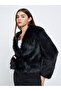 Women Black Regular Fit Cropped Faux Fur Jacket - 3