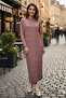 Patterned Long Knit Dress R7148 Dusty Rose - 3