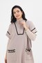 Women's Milk Coffee Striped Pocket Zippered Knitwear Poncho - 2