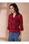 Women Maroon Floral Print Roll-Up Sleeves Top - 2