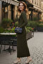 Patterned Long Knit Dress R7148 Khaki - 3