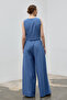 Blue Vest and High-Waisted Wide-Leg Pants Eden Set - 3