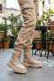 Beige Zippered Women's Boots Serpa 5200 Z