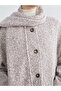Two Mt Shop Quality Lcw Modest Brown Oval Collar Shawl Women's Cashmere Coat - 3