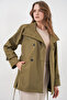 Women's Double-Breasted Collar Short Trench Coat 5980 - Khaki