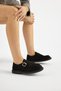 Women's Black Thermo Sole Suede Look Buckle Casual Loafer