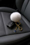 Plush Fluffy Pompom Puff White Furry Blue Evil Eye Beaded Home Office Car Wallet Bag Keychain - 3