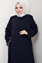 Floral Detail Stone Embellished Ferace Navy Blue Hm2847 - 6