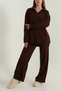 Women's Polo Neck Sweater Pants Knitwear Two-Piece Set