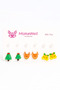 New Year's Concept Colorful Earring Set with Snowman and Pine Tree Figures and Pearl Earrings - 2