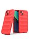 iPhone 13 Case Senk Ethnic Silicone Cover with Flexible Tpu Hollowed Out Back Surface Design - Red - 2