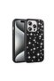 iPhone 15 Pro Compatible Shiny Stone Design Senk Linea Case-Black