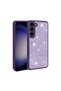 Galaxy S23 Compatible Shiny Stone Design Senk Ston Case-Dark Purple
