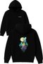 Moon Sun Ufo Design Printed Oversized Black Hooded Sweatshirt