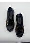 Helen Black Loafer with Thick Sole and Gold Buckle Detail - 5