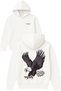Big Eagle Design Printed Oversized White Hooded Sweatshirt