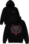 3 Headed Wolf Design Printed Oversized Black Hooded Sweatshirt