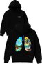 Scenery in the Liver Design Printed Oversized Black Hooded Sweatshirt