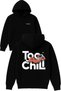 سترة Too Chill Design مطبوع قصة فضفاضة باللون الأسود بغطاء رأس