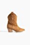 Women's Pointed Toe Heeled Boots Western - Tan - 3