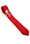Ataturk Portrait and Signature B Printed S Slim Fit Satin Red Tie - Ak-08