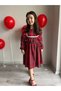 Girl's Red Checkered Winter Casual Dress - 5
