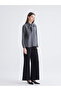 Gray Shawl Collar Modal Blend Women's Shirt - 2