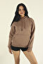 Women's Winter Cotton Puff Fabric Kangaroo Pocket Hooded Sweatshirt - 7