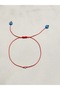 Adjustable Red String Bracelet with Dorika Blue Glass Evil Eye Beads - 2