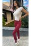 Women's Stitch-Free Sports Leggings Brazilian Shirred – High Waist Shaping / Sculpting Push up Burgundy Fitness Model - 8
