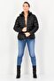 Women Long Sleeve Brand Logo Puffer Jacket, Black - 4
