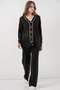 Women's Cardigan Pants Knitwear Two-Piece Set 15956 - Black - 4