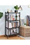 4-Tier General Purpose Folding Shelving Unit, Sturdy Storage Rack with Rolling Wheels, 4-Tier Organizer