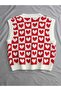 V-Neck Cotton Sweater with Hearts Sweater with Hearts - 5