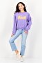 Women Ribbed Collar Graphic Print Long Sleeve Sweatshirt, Purple - 3