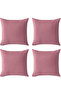 Pink Throw Pillow Cover Set of 4 - Hidden Zipper - Velvet Texture