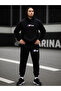 Men's Black Hooded Tracksuit Set Im Power