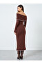Contrast Trim Bardot Neck Sweater Maxi Dress - 4