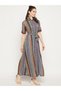 All Over Print Maxi Dress with Tie Belt - 6