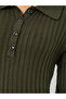 Olive Green Ribbed Knit Maxi Dress - 3