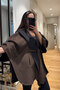 Plaid Pattern Detailed Cashmere Premium Poncho - Brown - 7
