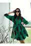 Green Back Tie-Up Polka Dot Dress