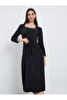 Black Midi Dress with Long Sleeves - 2