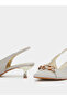Grey Low Heel Pumps with Chain Accent - 4