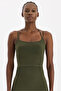 Double String Strap Padded Tank Top Dark Leaf Green - 2