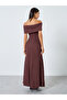 Brown Bardot Neck Ribbed Maxi Dress - 5