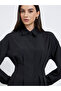 Black Shirt Midi Dress with Buttons - 3
