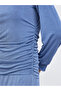 Blue Gathered Detail Long Sleeve Midi Dress - 4