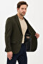 Alfonso Men's Khaki Cotton Stretch Fabric Slim Fit Knitted Stretchable Mono Collar Sports Blazer Jacket - 3