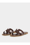 Women Coffe Brown Plain H Upper Flat Sandals - 3